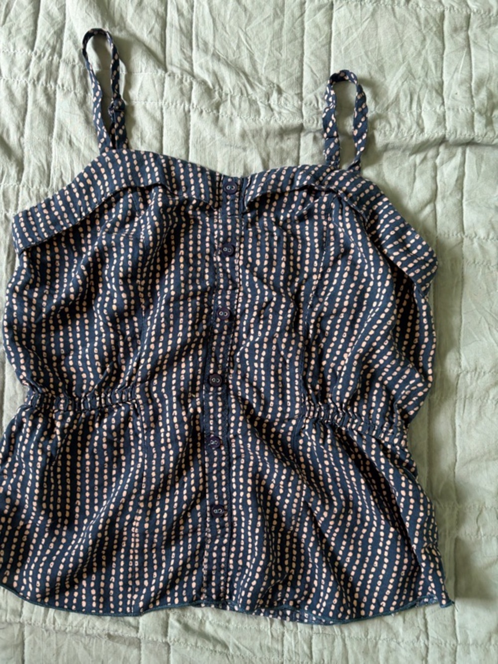 Kirra Navy and Cream Polka Dot Button-Front Cami
